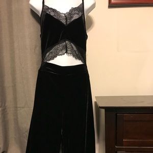Black velvet lace jumpsuit